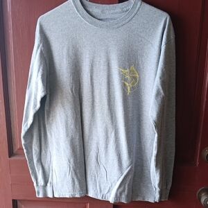 Gray Long Sleeve Shirt with Gold Logo
